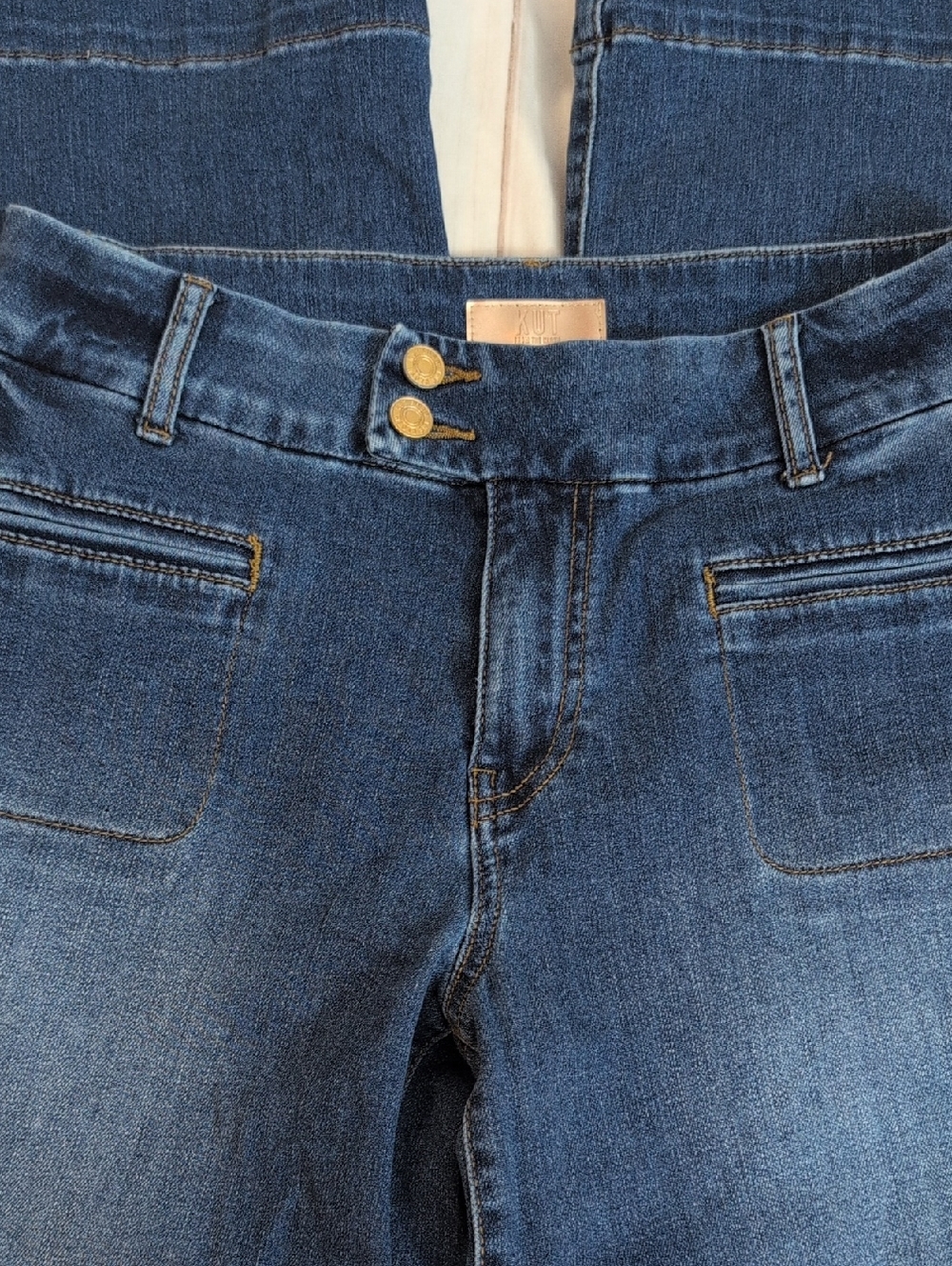 Kut from the Kloth Meg High Rise Crop Wide Leg Dark Blue Denim Jeans size 8 - Picture 2 of 7